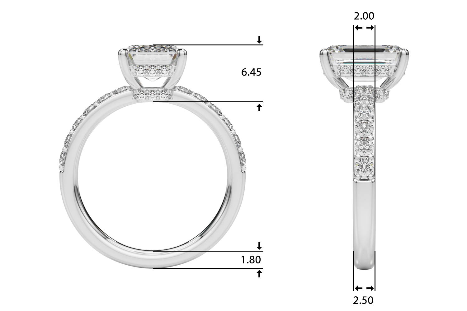 The Phoebe Hidden Halo Engagement Ring, upright view