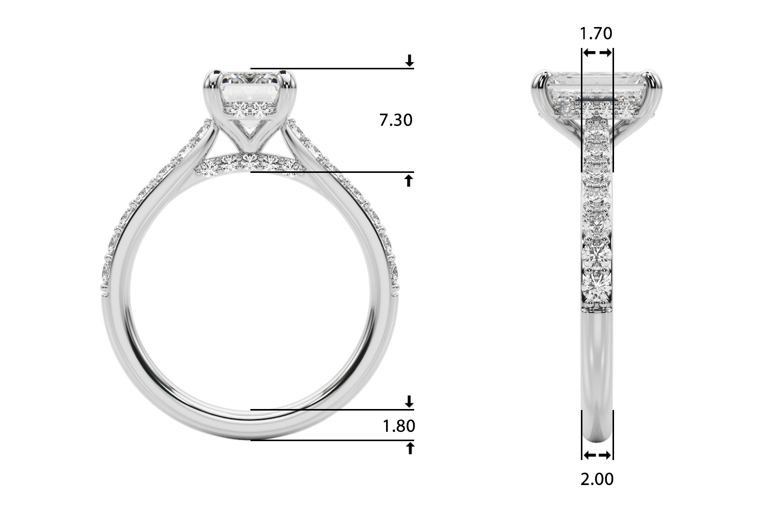 The Odette Hidden Halo Engagement Ring, upright view