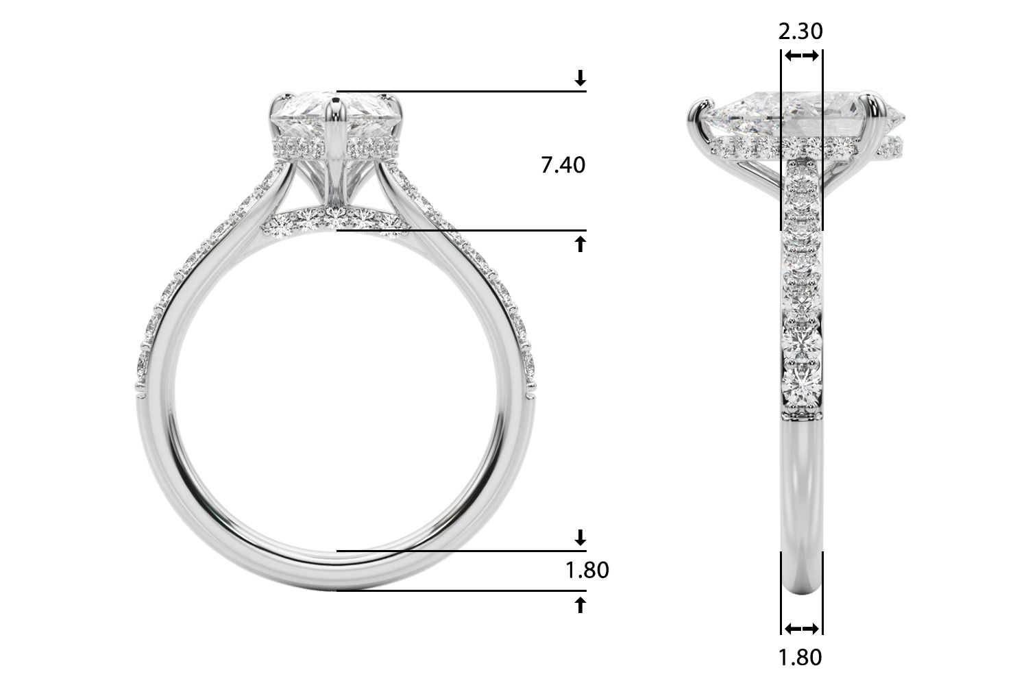 The Alexandra Hidden Halo Engagement Ring, upright view